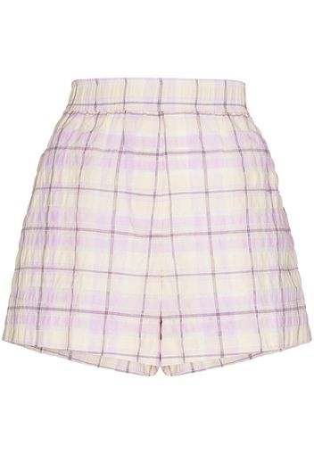 GANNI check-pattern elasticated-waist shorts - Viola