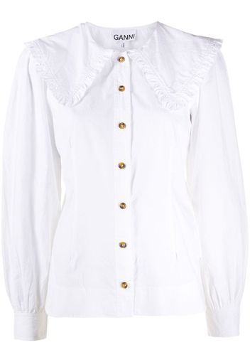 oversized-collar buttoned blouse