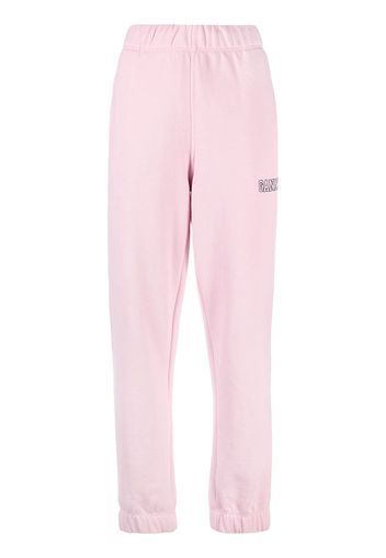 GANNI logo-embroidered tapered track pants - Rosa