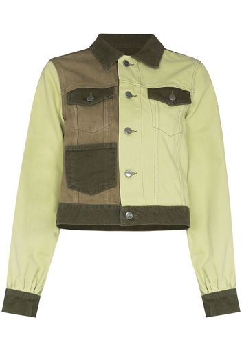 GANNI Giacca denim con design color-block - Verde