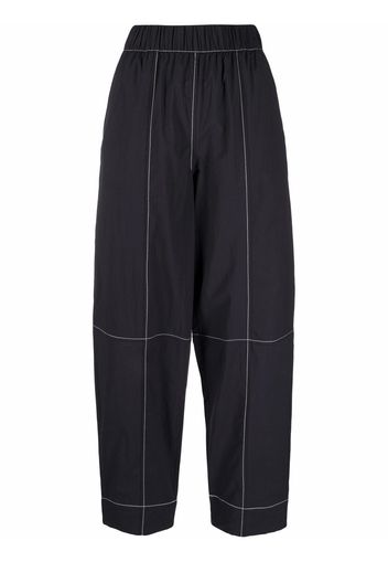 GANNI contrast-stitching straight trousers - Nero