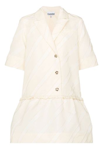 GANNI striped short-sleeve mini dress - Bianco