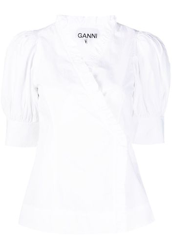 GANNI Blusa a portafoglio con ruches - Bianco