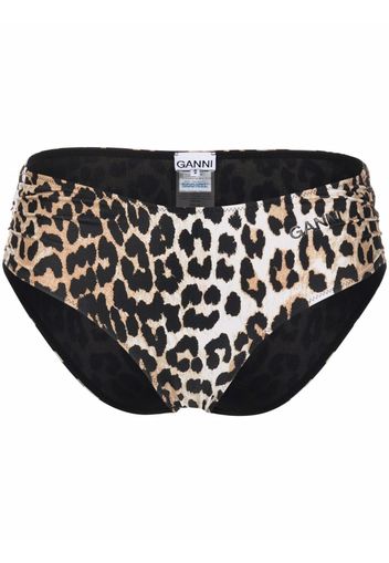 GANNI leopard-print bikini bottoms - Marrone