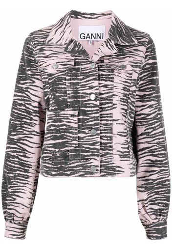 GANNI tiger-print denim jacket - Viola