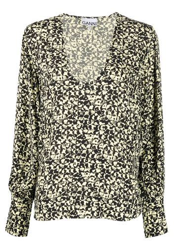 GANNI abstract-print blouse - Nero