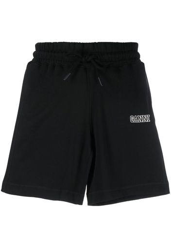 GANNI embroidered logo track shorts - Nero