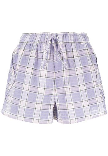 GANNI check-print seersucker shorts - Viola