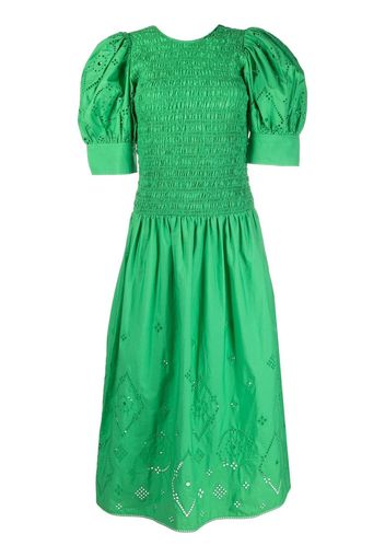 GANNI cut out-detail midi dress - Verde