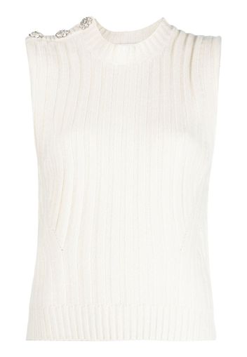 GANNI rib-knit vest top - Bianco