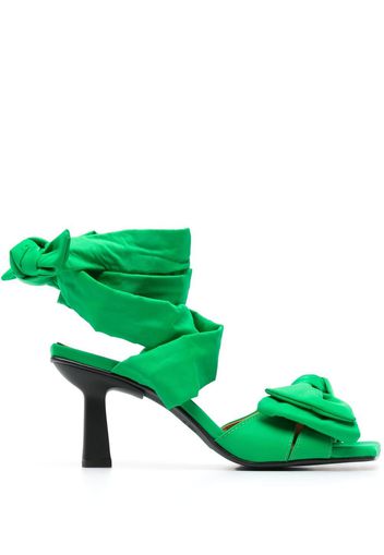 GANNI bow-detail 85mm sandals - Verde