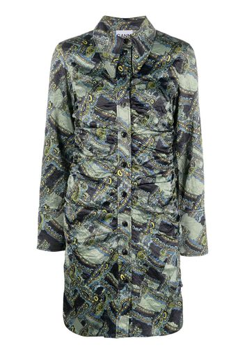 GANNI paisley-print button-up dress - Verde