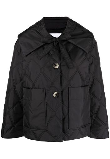 GANNI spread-collar quilted jacket - Nero