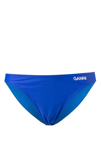 GANNI logo-print bikini bottoms - Blu