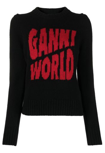 GANNI logo crew-neck jumper - Nero