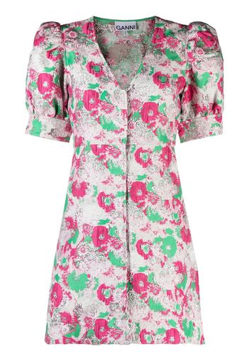 GANNI floral-print short-sleeve dress - Rosa