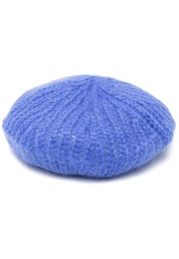 GANNI ribbed-knit beret hat - Blu