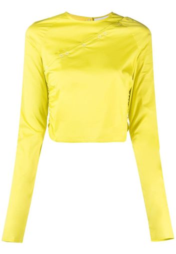 GANNI crew-neck long-sleeved blouse - Giallo