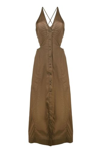 GANNI corset-style halterneck long dress - Marrone