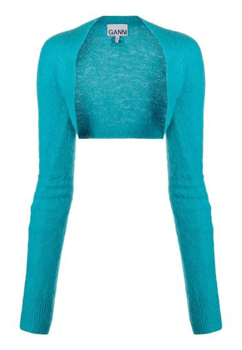 GANNI knitted cropped bolero - Blu