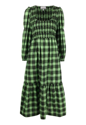 GANNI seersucker check midi dress - Nero