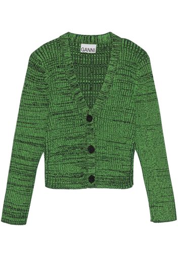 GANNI Cardigan crop mélange - Verde