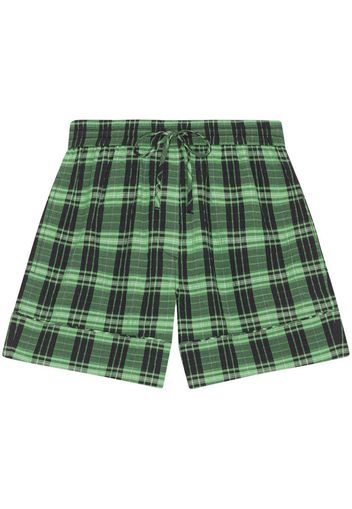 GANNI plaid-check drawstring shorts - Verde