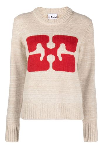 GANNI logo-intarsia jumper - Toni neutri