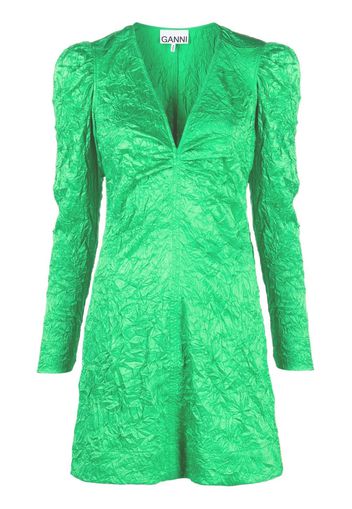 GANNI crinkled-effect dress - Verde