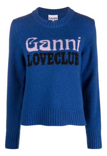 GANNI logo-intarsia jumper - Blu