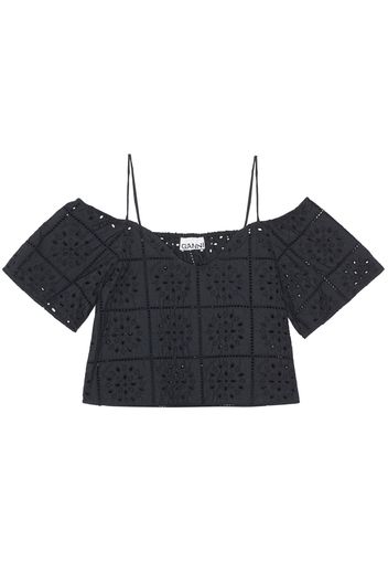 GANNI broderie anglaise cropped top - Nero