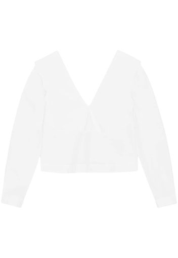 GANNI scallop-collar organic cotton blouse - Bianco