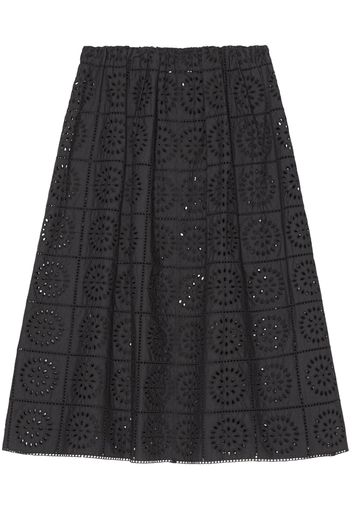 GANNI broderie-anglaise straight skirt - Nero