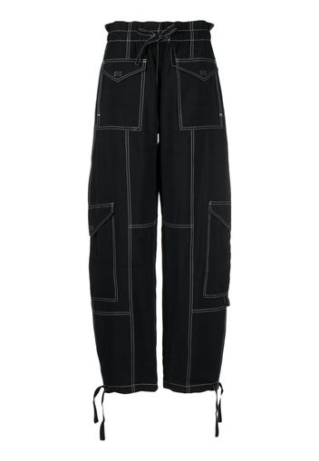 GANNI topstitch cargo trousers - Nero