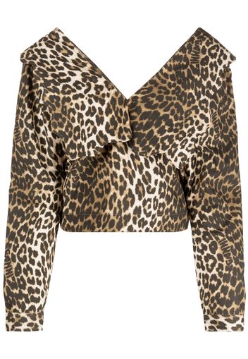GANNI Rhythm leopard-print blouse - Marrone