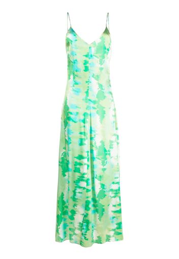 GANNI watercolour-print slip dress - Verde