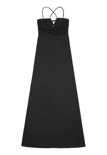 GANNI crossover-strap gathered maxi dress - Nero