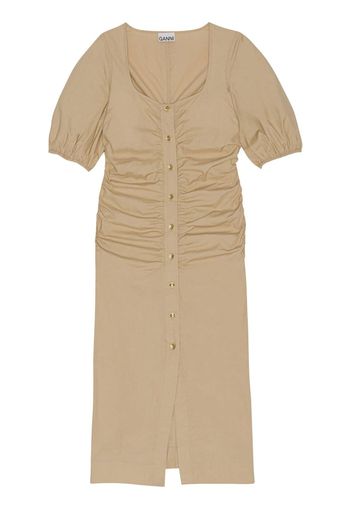 GANNI ruched organic cotton dress - Toni neutri