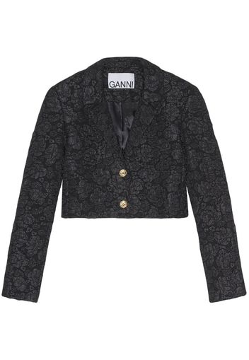 GANNI jacquard cropped jacket - Nero