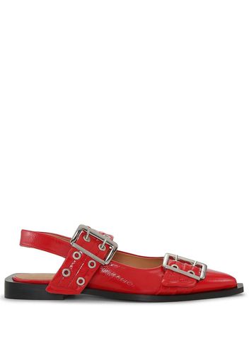 GANNI eyelet-detail leather ballerinas - Rosso