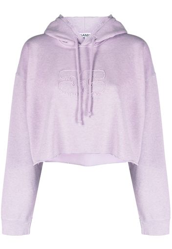 GANNI cropped organic cotton hoodie - Viola