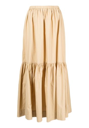 GANNI Flounce tiered organic cotton skirt - Marrone
