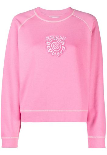 GANNI logo-print cotton sweatshirt - Rosa