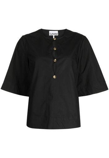 GANNI cut-out poplin blouse - Nero