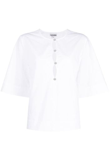 GANNI cut-out poplin blouse - Bianco