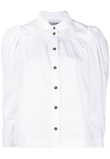 GANNI puff-sleeve organic cotton shirt - Bianco