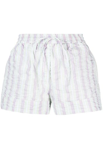 GANNI striped seersucker shorts - Verde