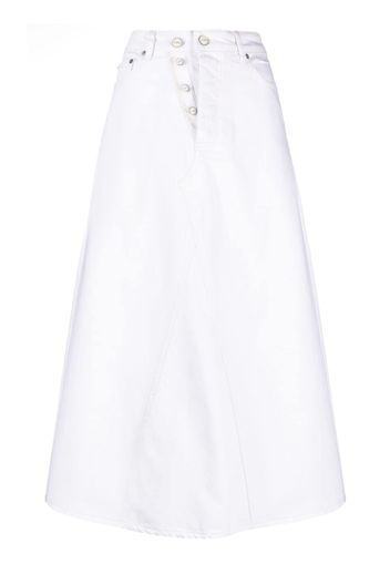 GANNI double-fly denim maxi skirt - Bianco