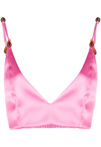 GANNI bead-detailing satin top - Rosa