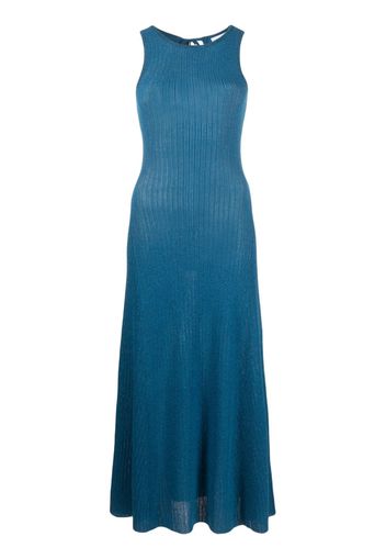 GANNI metallic ribbed midi dress - Blu